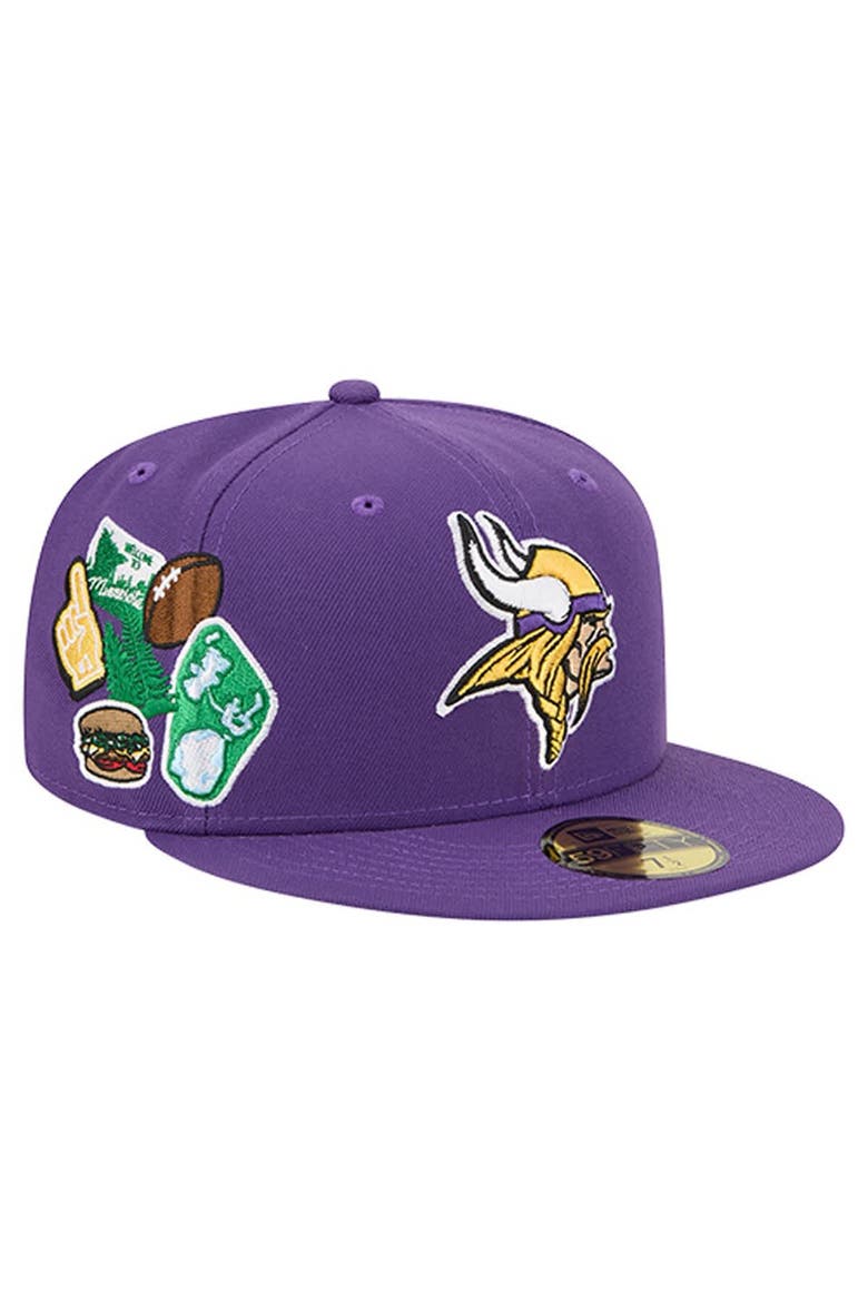 Men's New Era  Purple Minnesota Vikings Group Chat 59FIFTY Fitted Hat, Main, color, Purple