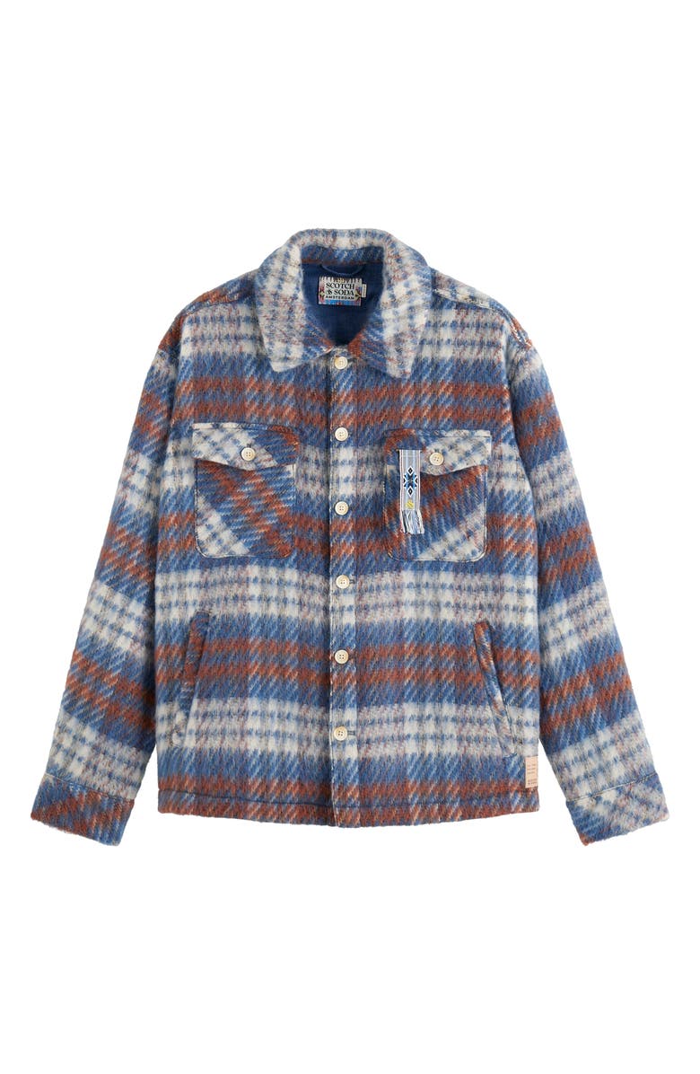 Scotch & Soda Plaid Brushed Flannel Button-Up Overshirt, Alternate, color, 