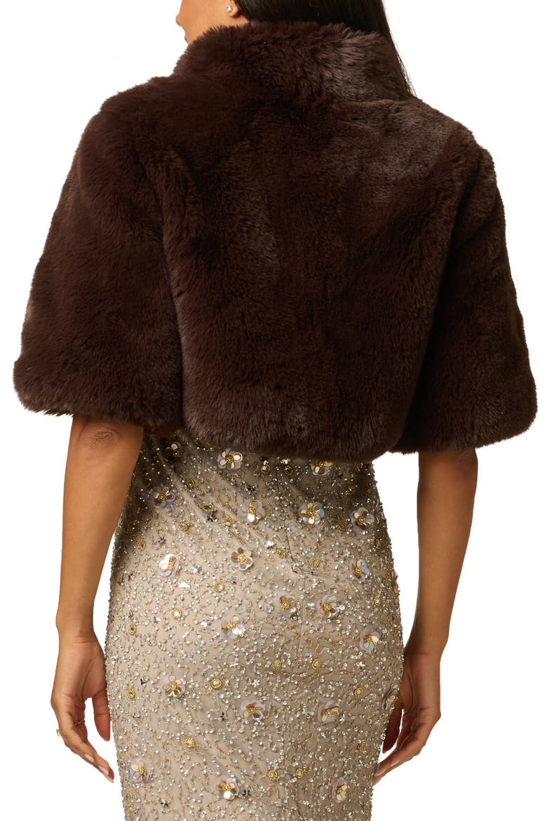 Faux Fur Coverup Jacket, Alternate, color, DARK BROWN