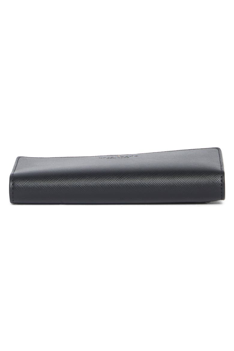 large slim saffiano leather bifold wallet, Alternate, color, BLACK