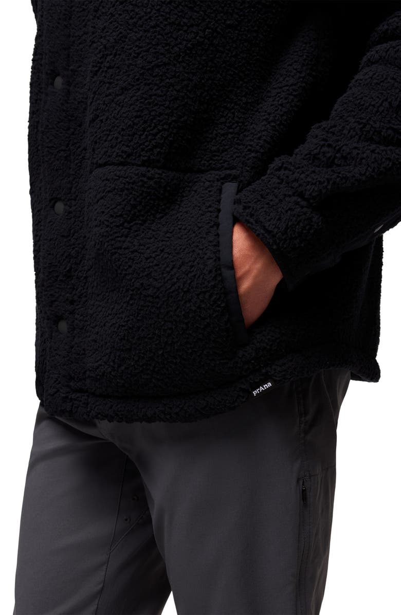 prAna Encinitas Fleece Shirt Jacket, Alternate, color, Black