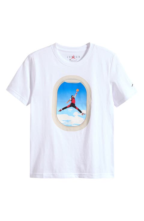 Kids' Air Jordan Plane Window Graphic Cotton Blend T-Shirt (Big Kid)