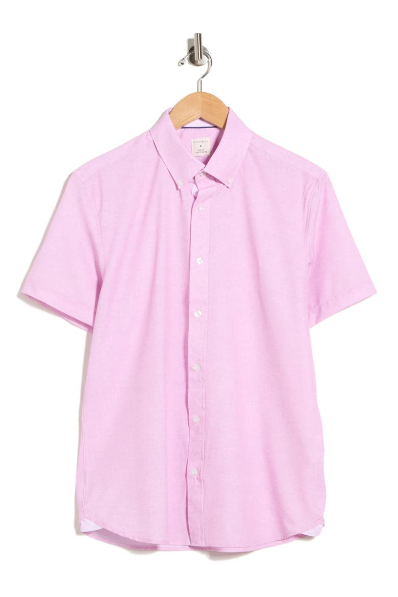 Short Sleeve Woven Shirt, Alternate, color, CORAL PINK