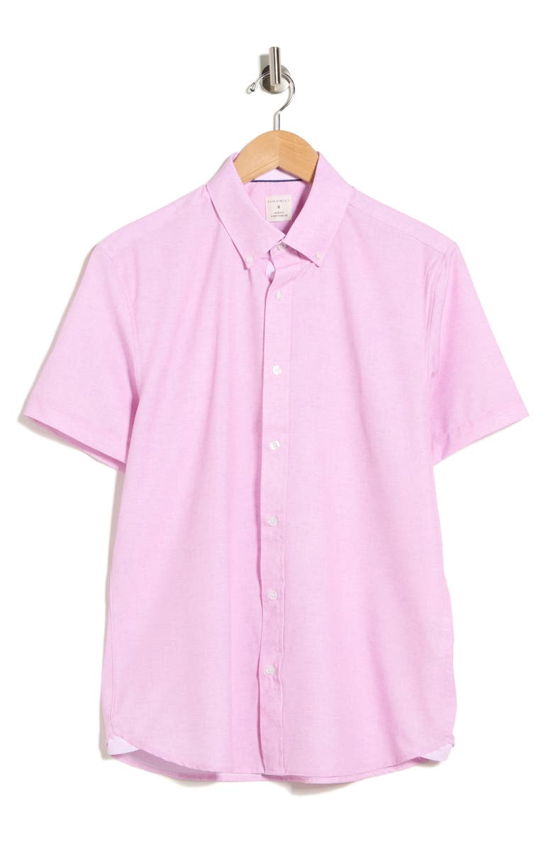CONSTRUCT Short Sleeve Woven Shirt, Main, color, Coral Pink