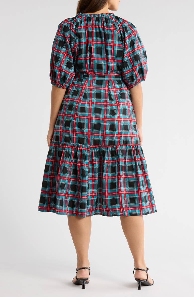SUGARLIPS Winston Plaid Tie Waist Cotton Midi Dress, Alternate, color, Multi-Plaid