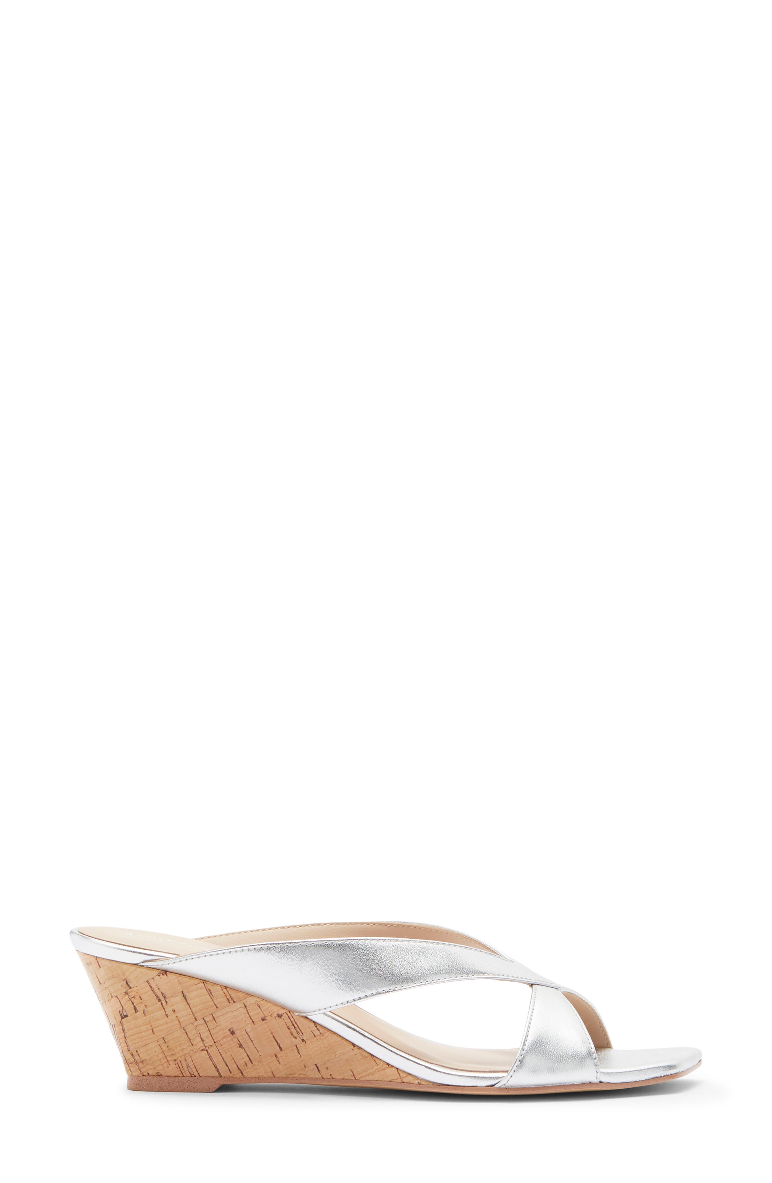Stuart Weitzman Miami Wedge Slide Sandal, Alternate, color, Silver