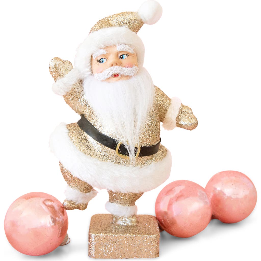 Sunshine Studios Retro Flocked Dancing Santa Holiday Decor In Gold