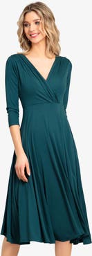 Alie Street London Annie V-Neck 3/4 Sleeve Midi Dress