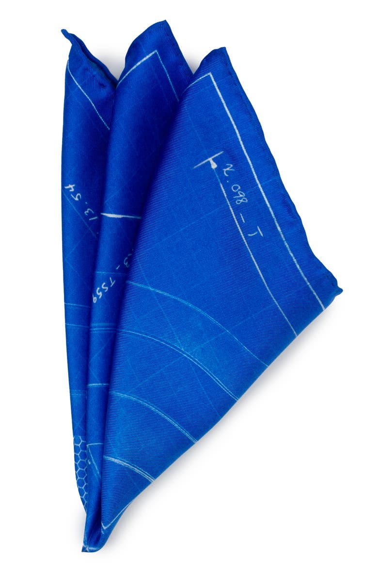 Captain America Shield Blueprint Silk Pocket Square, Main, color, BLUE