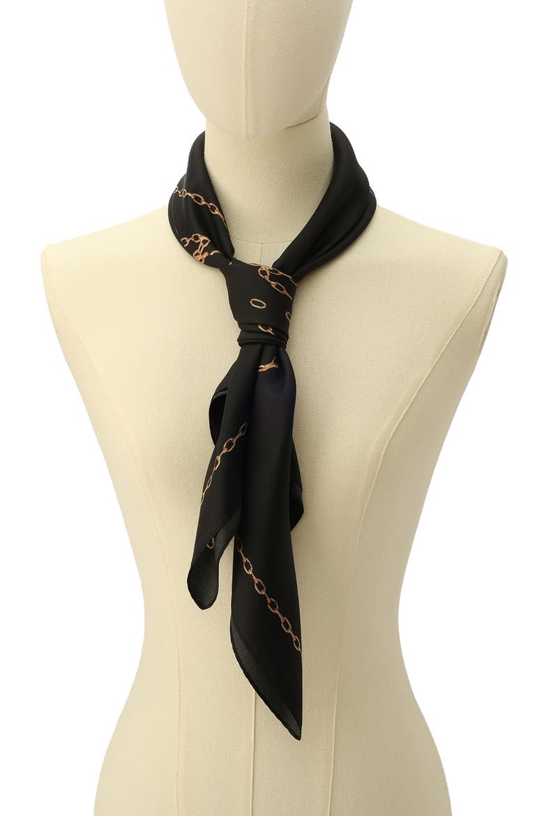 Allchains Silk Square Scarf, Alternate, color, BLACK
