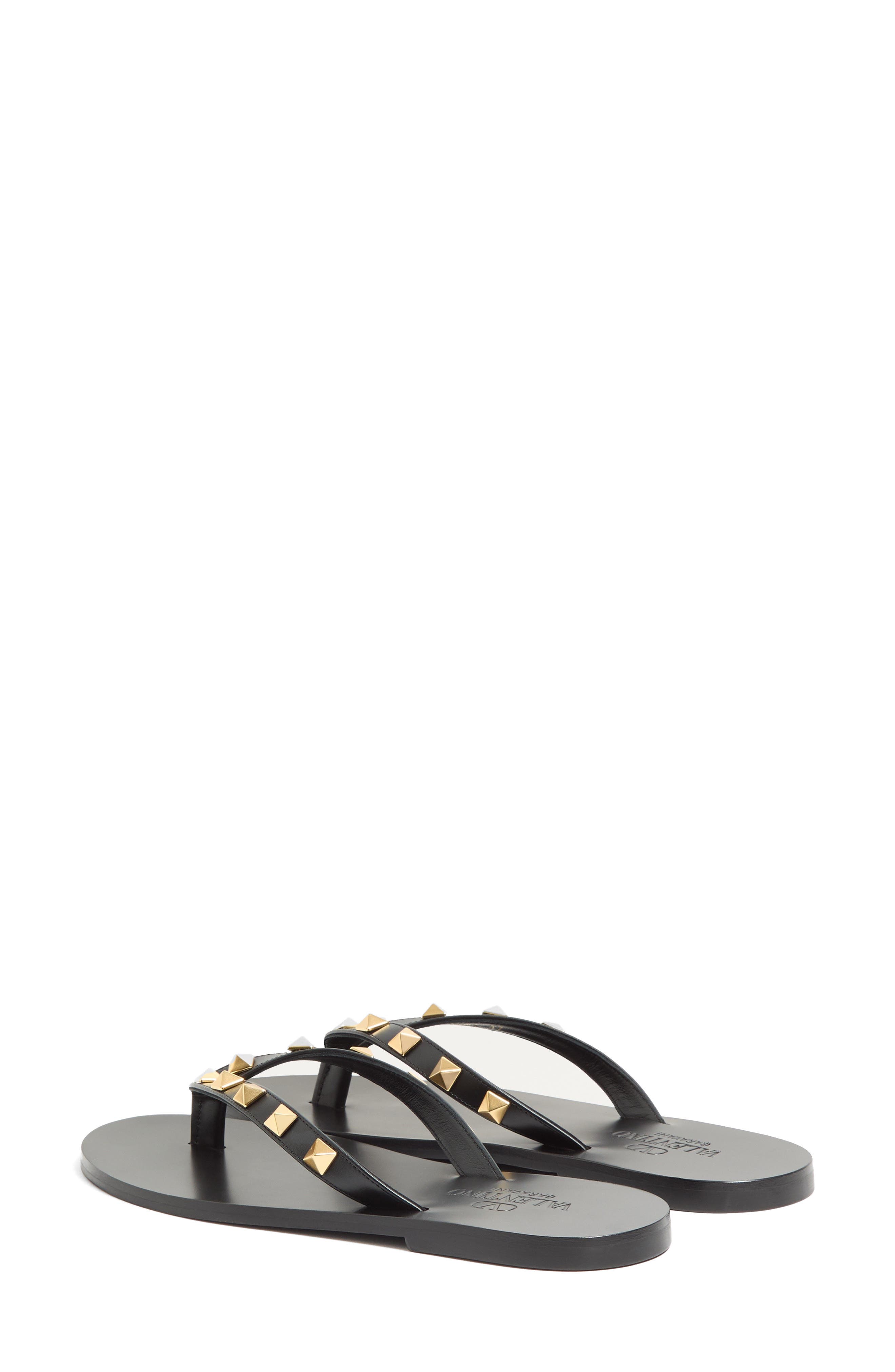 Valentino Rockstud Flip Flop, Alternate, color, Black