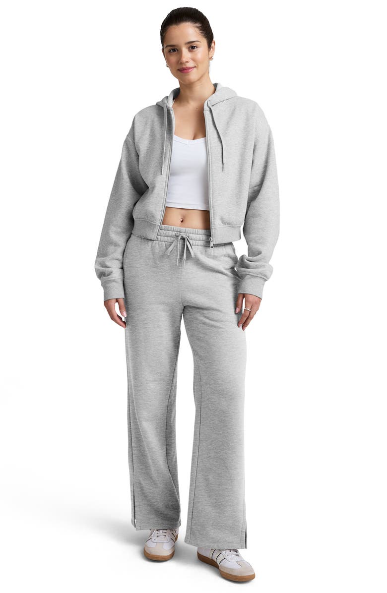 Beyond Yoga LuxeFleece Zip-Up Hoodie, Alternate, color, Light Heather Gray