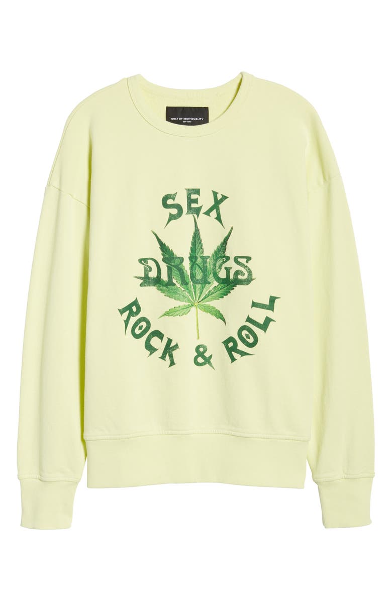 Cult of Individuality Rock & Roll Crewneck Sweatshirt, Alternate, color, Lemon