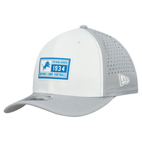 Men's New Era  White/Silver Detroit Lions Established Patch 9SEVENTY Adjustable Hat