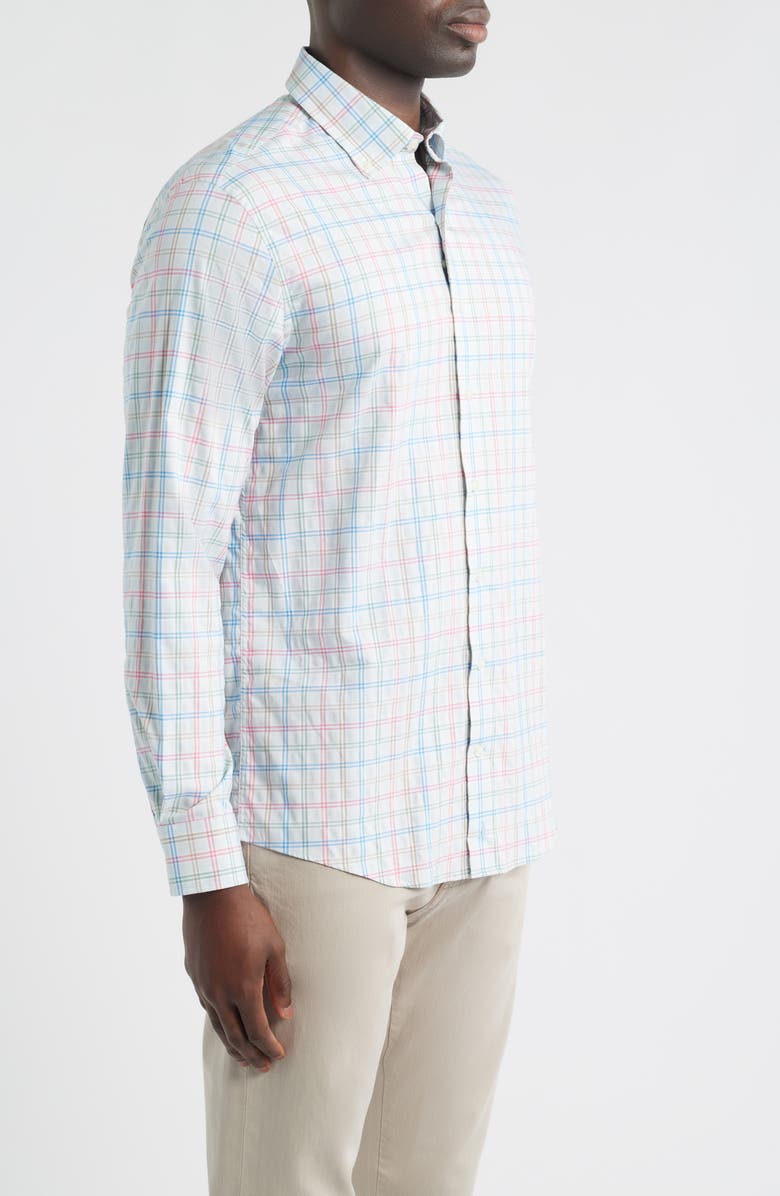 johnnie-O Bingham Tattersall Check Everyday Performance Button-Down Shirt, Alternate, color, Gulf Blue