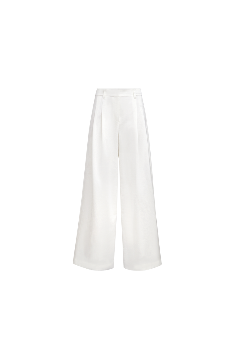 Loose Pleated trousers, Alternate, color, White