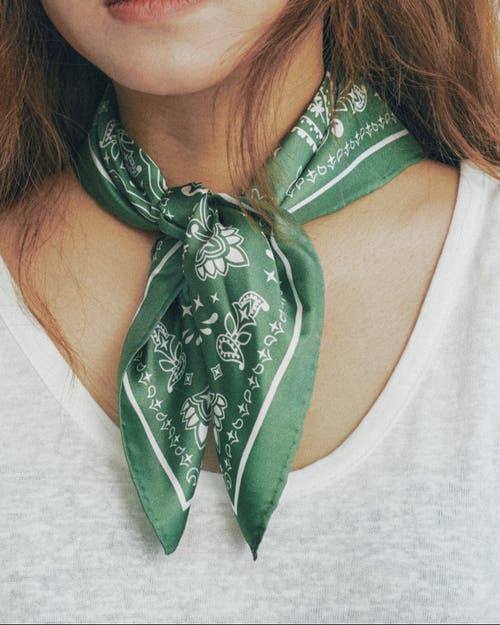 Lost Pattern Nyc "paisley" Silk Bandana Scarf In Green