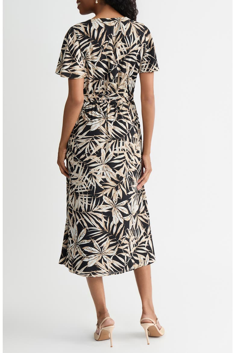 Print Flutter Sleeve Midi Dress, Alternate, color, BLACK MULTI