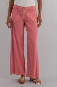 KUT from the Kloth Meg Patch Pocket High Waist Wide Leg Linen Blend Pants