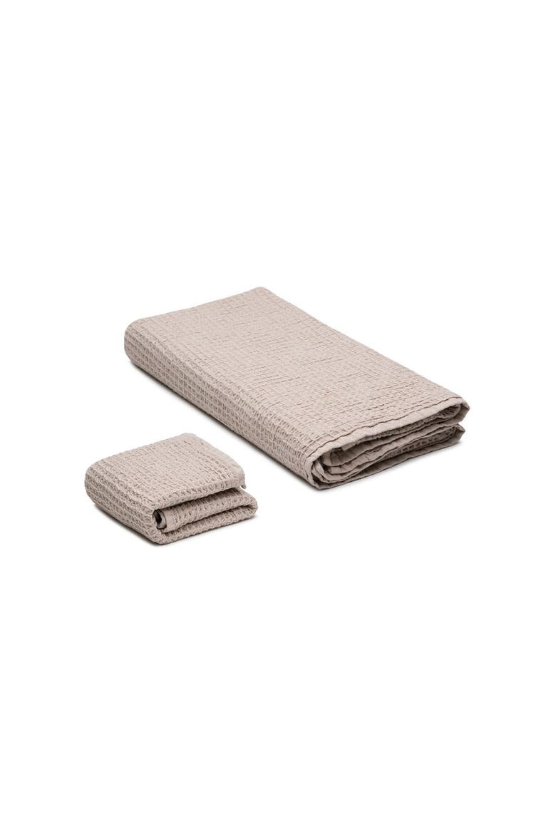 Waffle Turkish Cotton Bath and Hand Towel - Set, Alternate, color, Sand