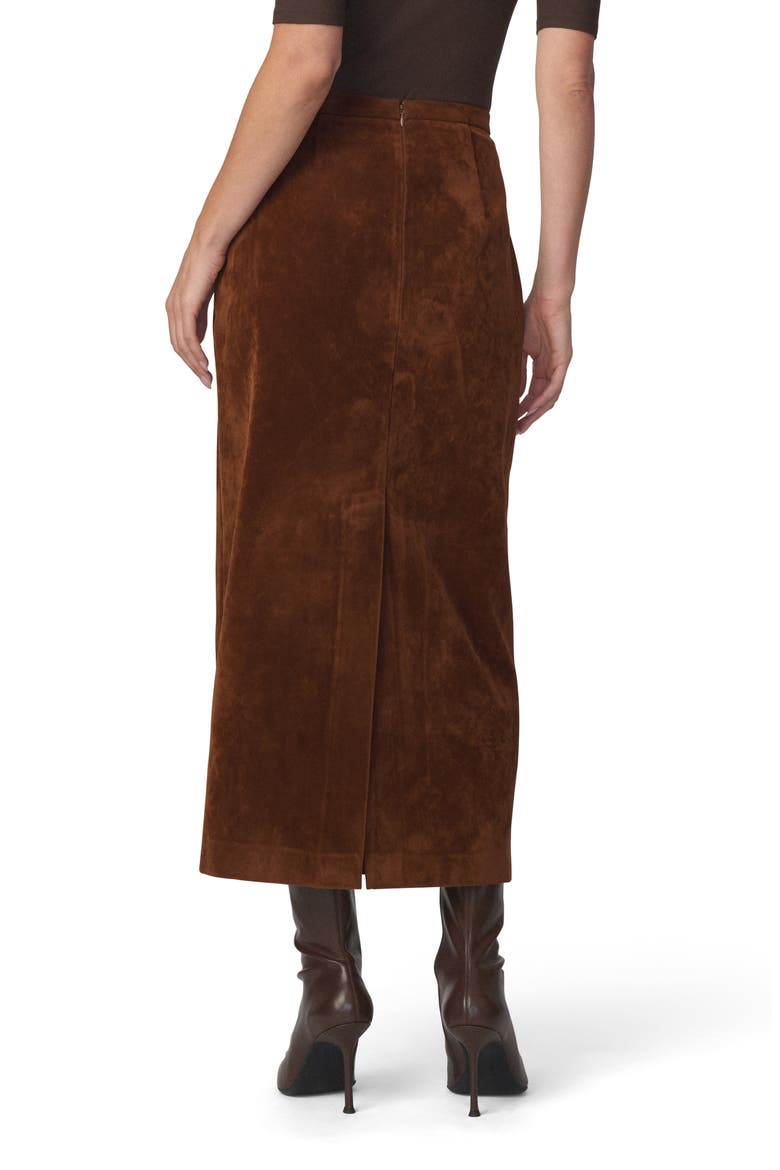 The Welt Pocket Faux Suede Midi Skirt, Alternate, color, CHESTNUT