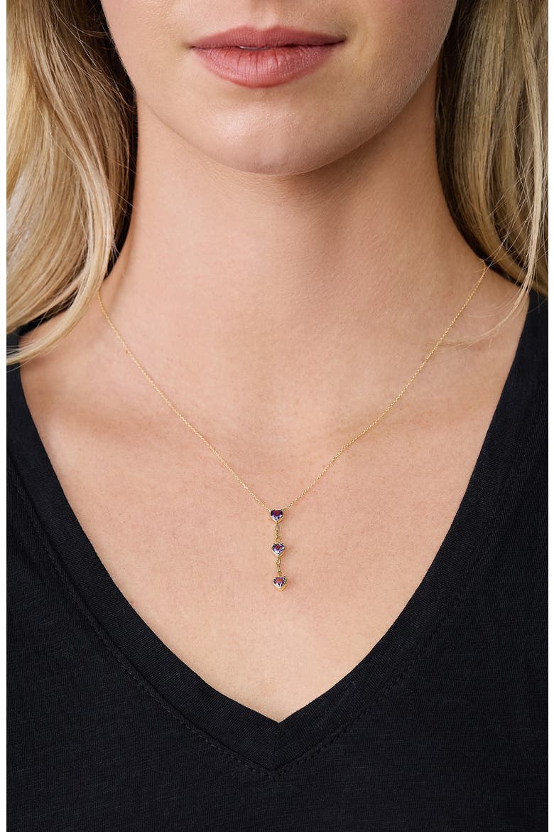 14K Gold Amethyst Heart Pendant Necklace, Alternate, color, 14K YELLOW GOLD