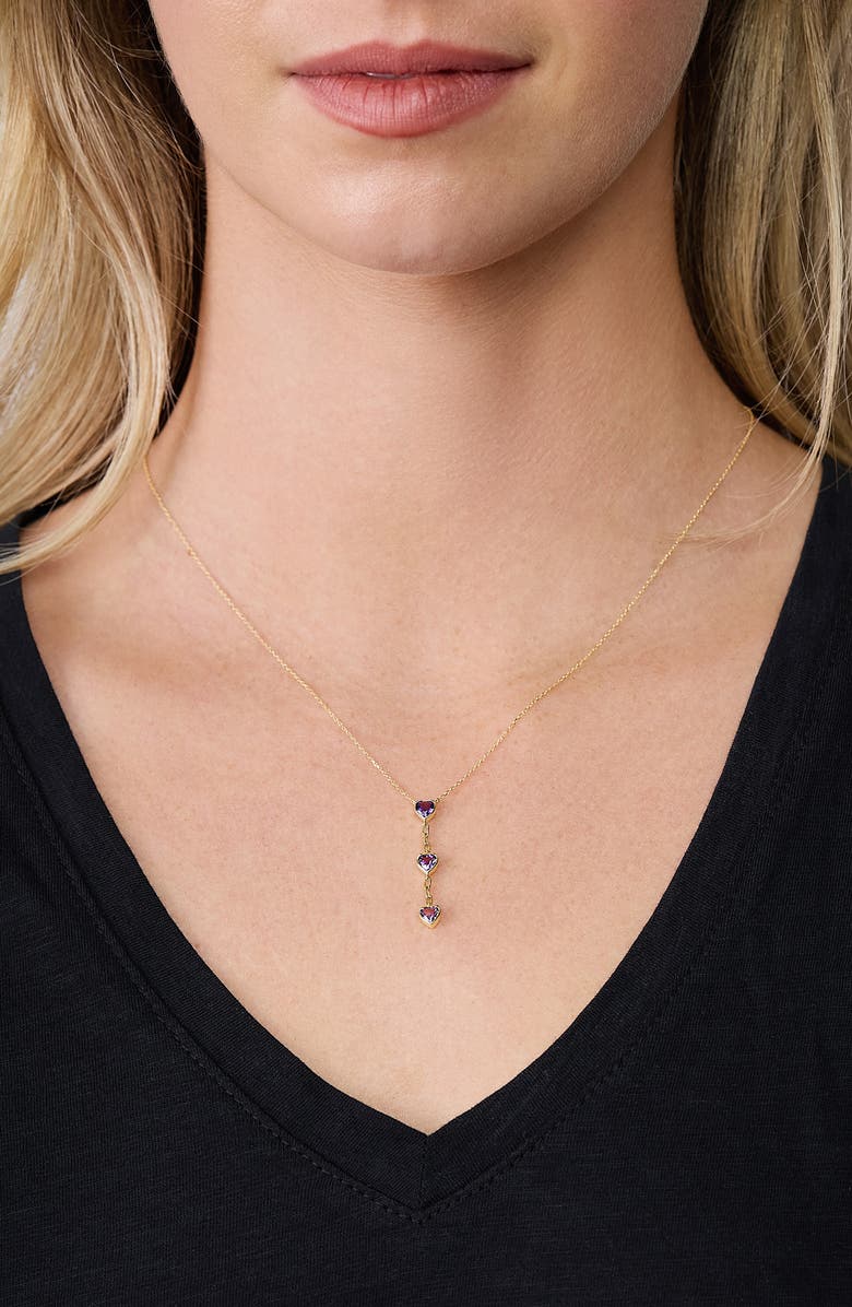 Bony Levy 14K Gold Amethyst Heart Pendant Necklace, Alternate, color, 14K Yellow Gold