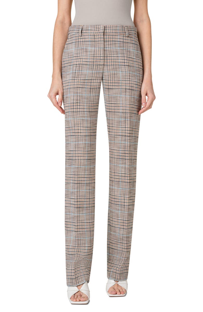Akris punto Mikko Glen Plaid Wool Stretch Tricotine Pants, Main, color, 