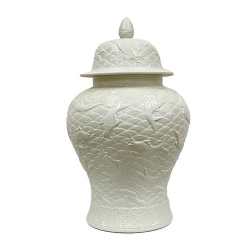 Winward Home Koi Relief Pot In White