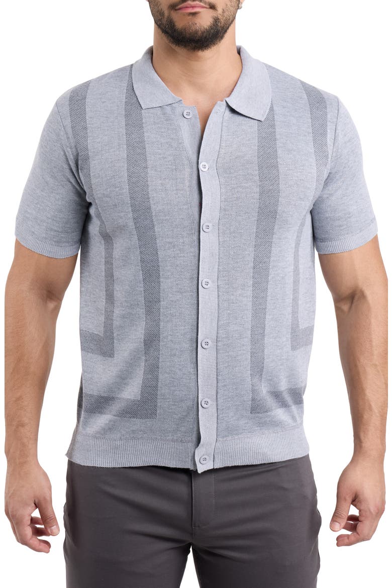 Stripe Polo Sweater, Main, color, GREY