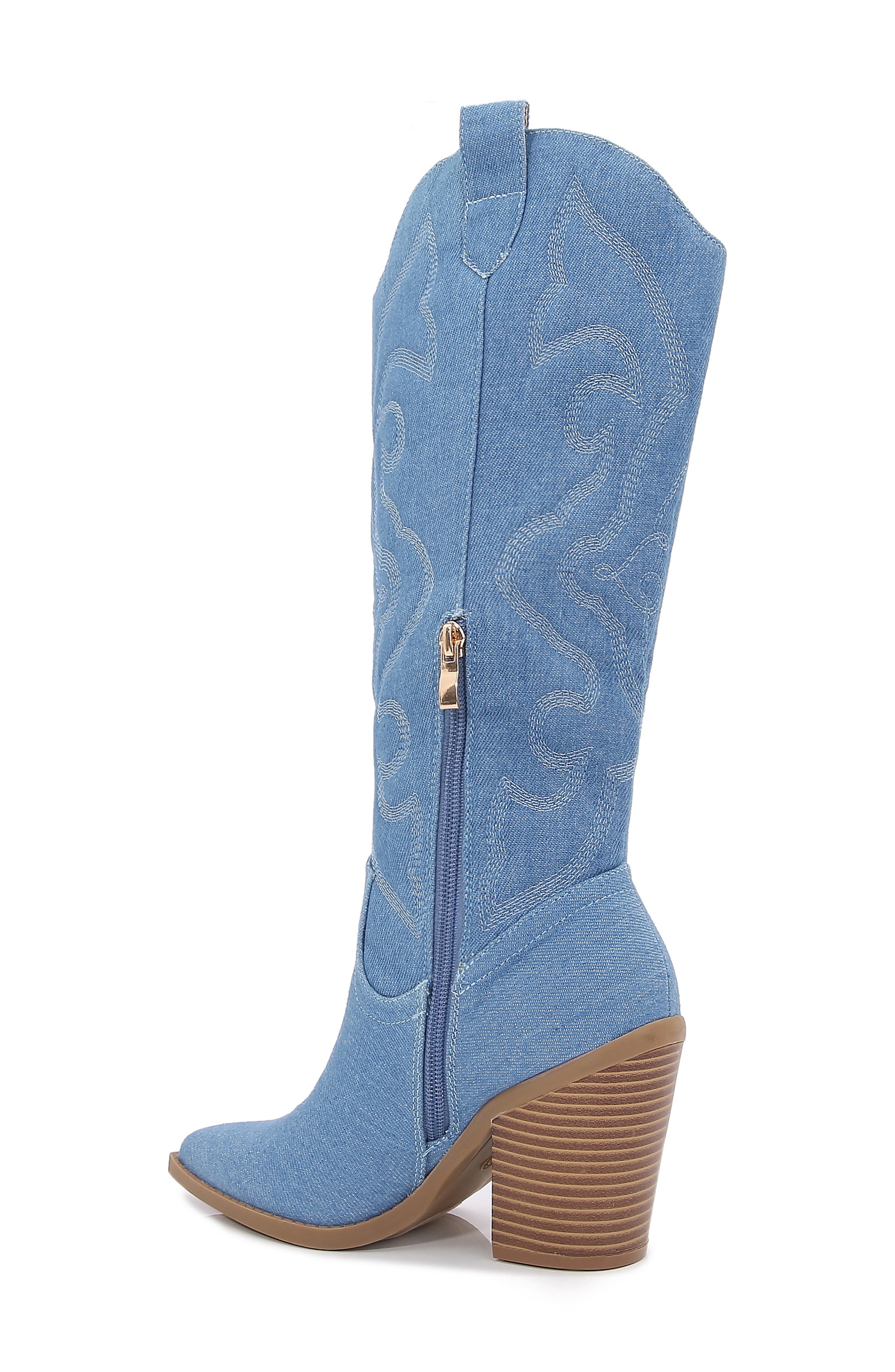 BERNESS Metallic Quilted Cowboy Boot, Alternate, color, Denim