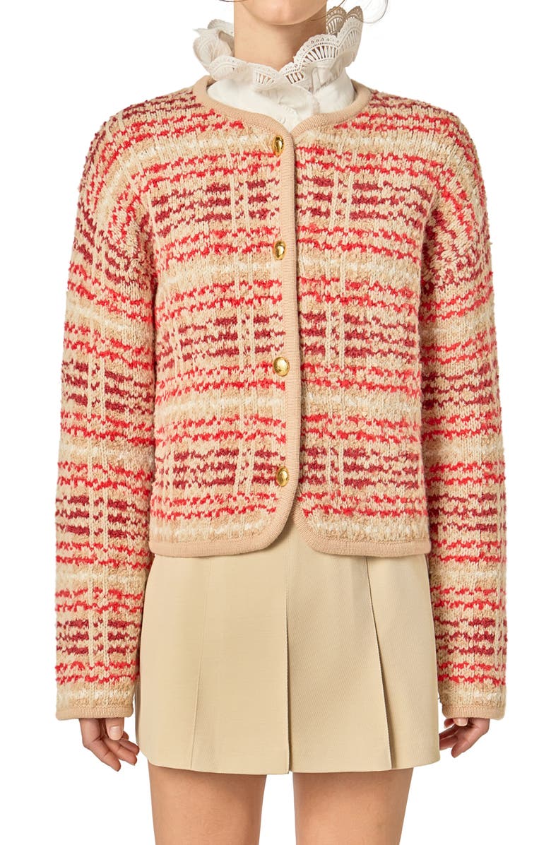 English Factory Textured Stripe Wool Blend Jacket, Alternate, color, Tan Multi