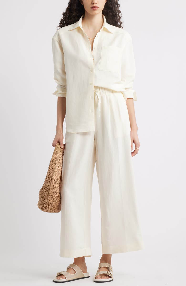 Nordstrom Wide Leg Crop Pants, Alternate, color, Ivory Tofu