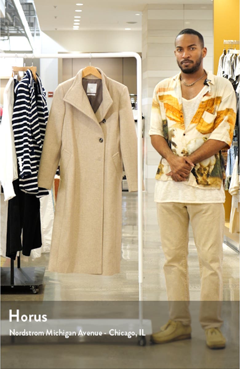 Longline Wool Blend Coat, sales video thumbnail