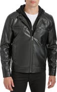 Kenneth Cole New York Hooded Faux Leather Jacket