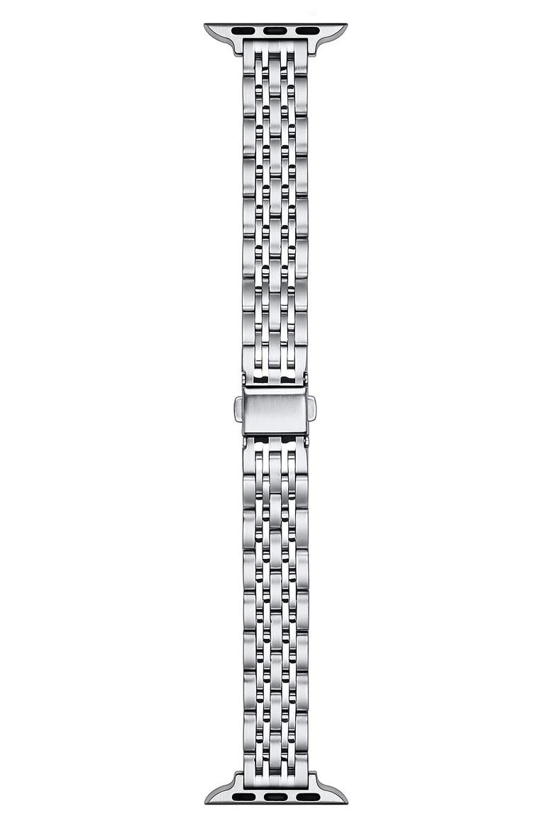 Rainey Skinny Stainless Steel Apple Watch® Watchband, Main, color, SILVER
