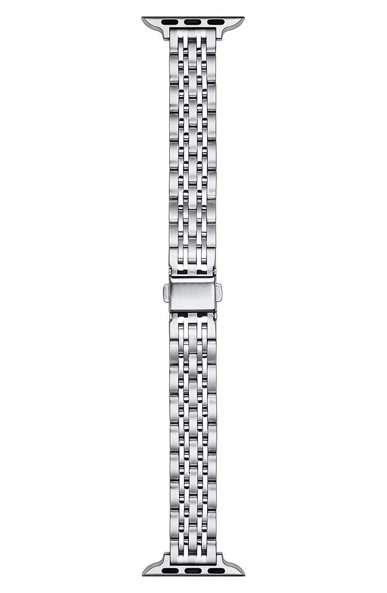 The Posh Tech Rainey Skinny Stainless Steel Apple Watch<sup>®</sup> Watchband, Main, color, Silver