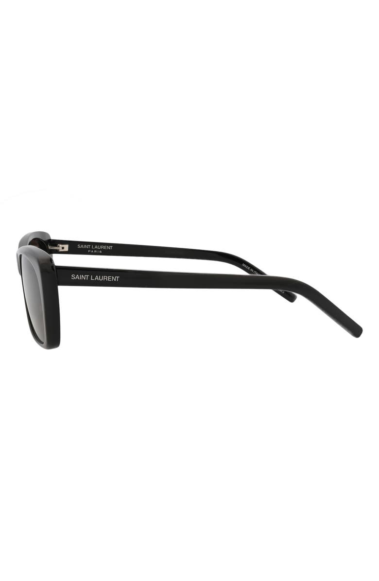 Saint Laurent 58mm Rectangular Sunglasses, Alternate, color, Black Black Black