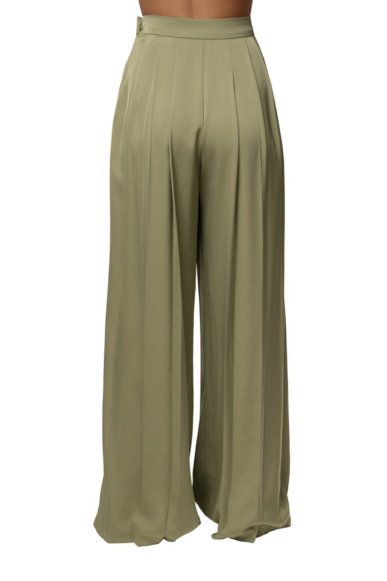 Clara Wide Leg Pleated Trousers, Alternate, color, Olive