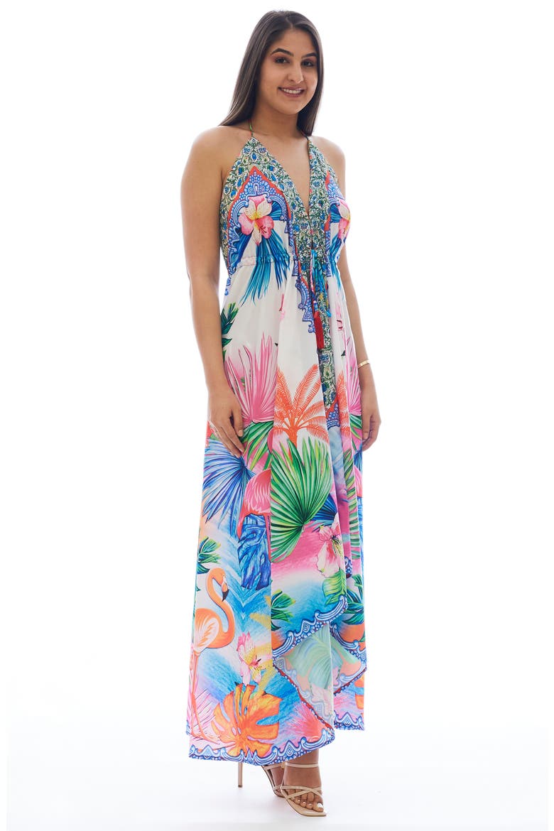 Flaming Cover-Up Halter Dress, Alternate, color, PURPLE