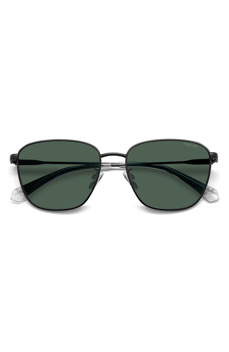 Polaroid 56mm Polarized Rectangular Sunglasses, Alternate, color, Matte Black/ Green Polarized