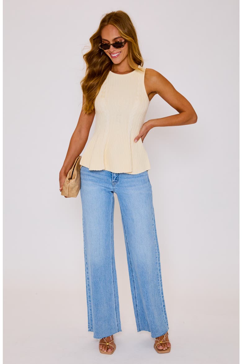 Maggie Peplum Sleeveless Sweater, Alternate, color, CREAM