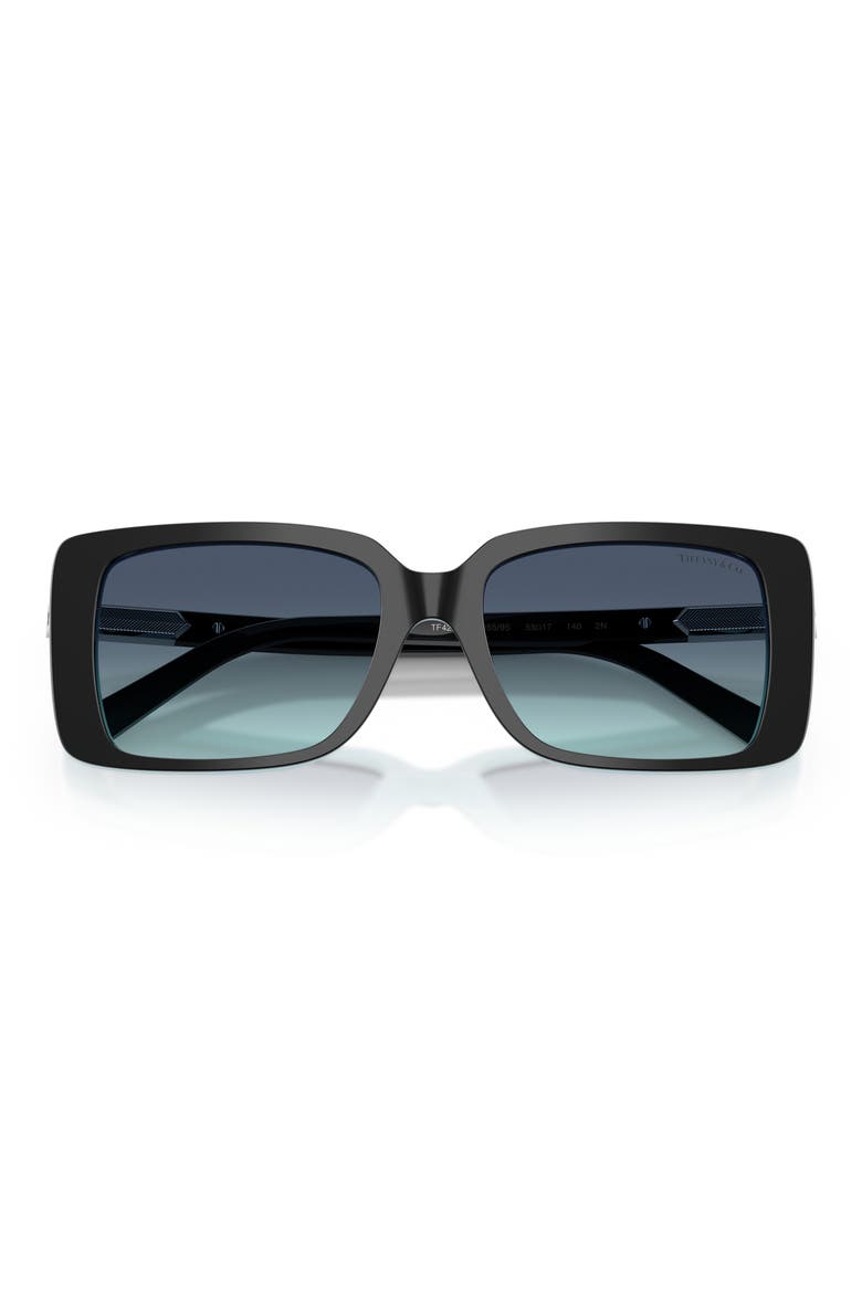 55mm Gradient Rectangular Sunglasses, Alternate, color, BLACK ON TIFFANY BLUE / AZURE