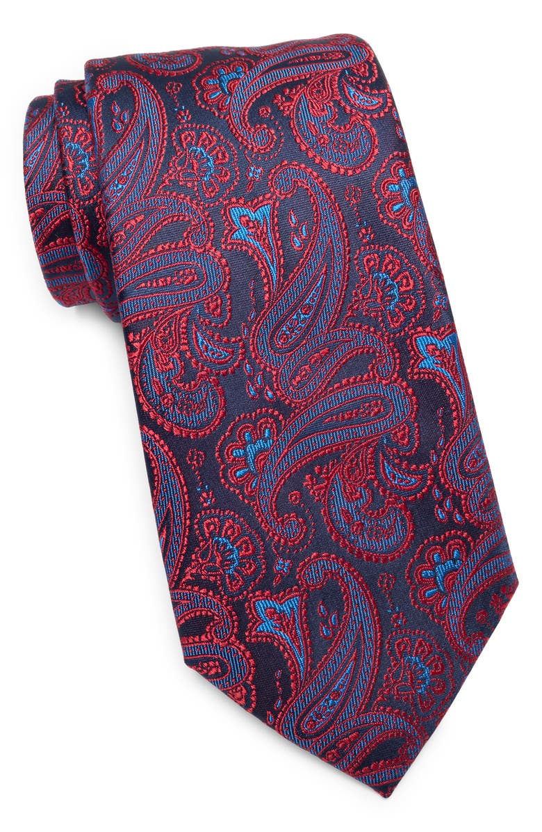 Ted Baker London Parkfield Pasiley Silk Blend Tie, Main, color, Red