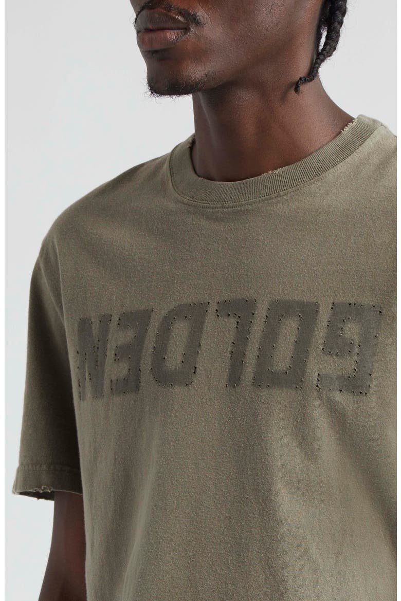 Distressed Upside Down Logo Cotton Graphic Tee, Alternate, color, DUSTY OLIVE