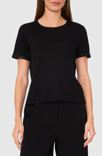 Halogen ® Rhinestone Cuff Top In Rich Black