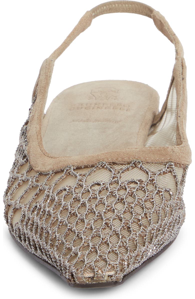 Brunello Cucinelli Caged Monili Pointed Toe Slingback Flat, Alternate, color,