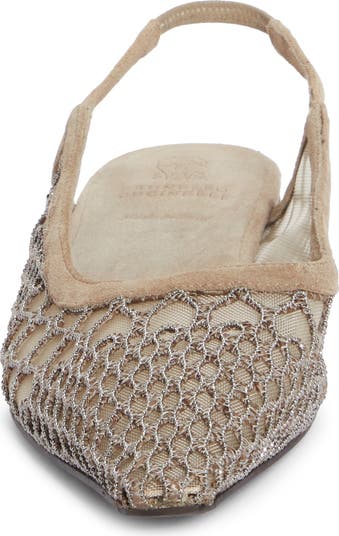 Brunello Cucinelli Caged Monili Pointed Toe Slingback Flat