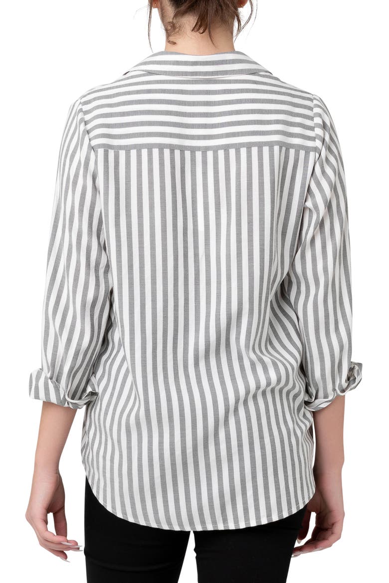 Lou Stripe Maternity/Nursing Button-Up Shirt, Alternate, color, BLACK / WHITE