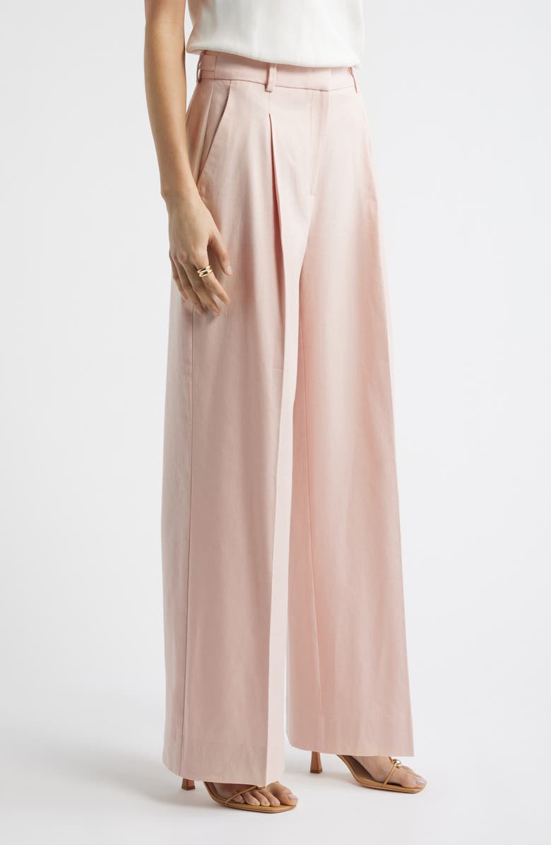 Nordstrom Pleated Linen Blend Wide Leg Pants, Alternate, color, Pink Smoke